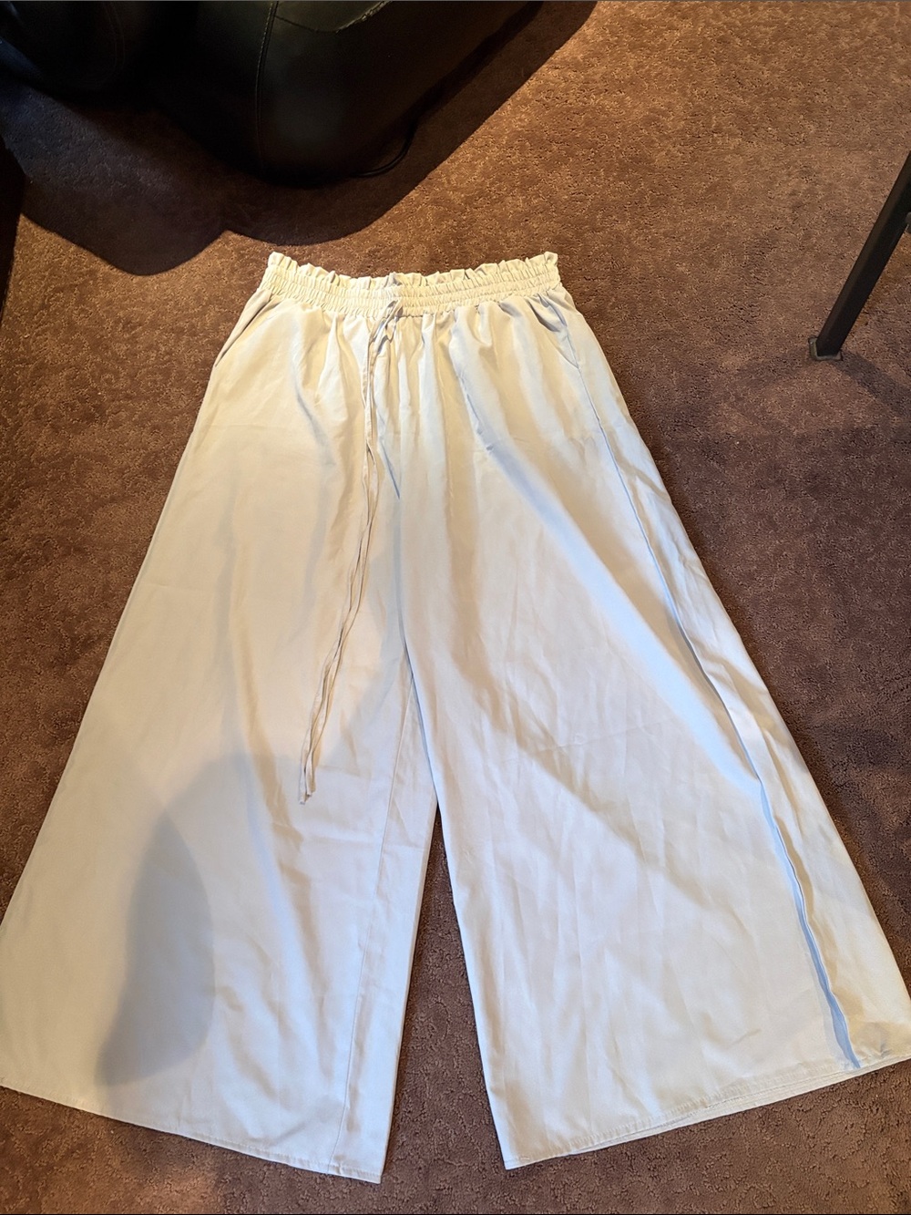 Wide Leg Drawstring Pants in Light Cream - Picture 1 of 3